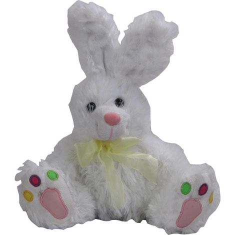 Dekorativer weißer Osterhase aus Plüsch (1/2)