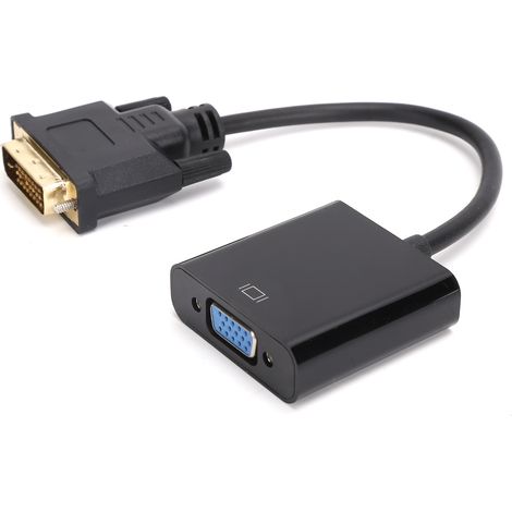 Adaptateur DVI vers VGA, adaptateur DVI 24+1 vers VGA mâle-femelle, noir. (1/5)