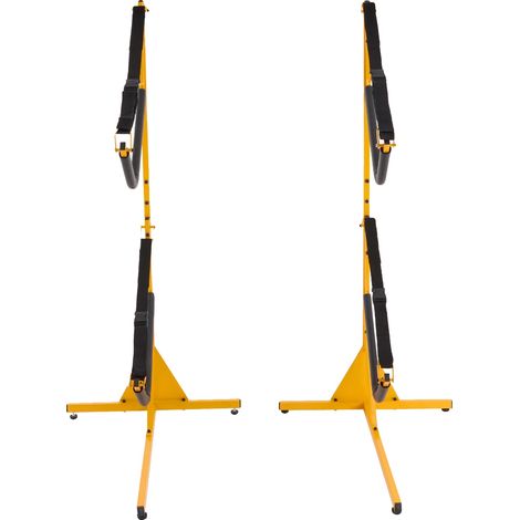 Soporte para kayaks, fabricado en acero y nailon, apto para dos kayaks, capacidad máxima de 109 kg (240 lbs), autoportante y montable en el suelo, acabado liso y resistente a la corrosión. (1/5)