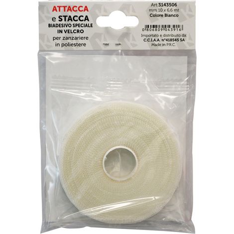 1PZ NASTRO IN VELCROSOSO PER ZANZARIERE MM 10 X 6,6 MT - COLORE BIANCO