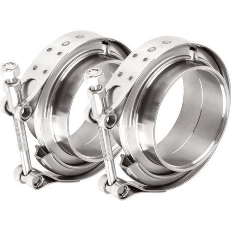 Kit de abrazaderas de banda en V de 2,5 pulgadas y 63,5 mm, abrazadera de tubo de escape de acero inoxidable para turbos, abrazaderas universales para tubo de escape (2 unidades) (1/5)