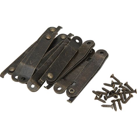 Set mit 10 rostfreien und korrosionsbeständigen klappbaren Eisenscharnieren für Deckel von Holzkisten, Schmuckkästchen und Schränken. (1/5)