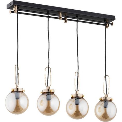 Lampada a sospensione Volans 4 luci E14 nero oro anticato Alfa (1/3)