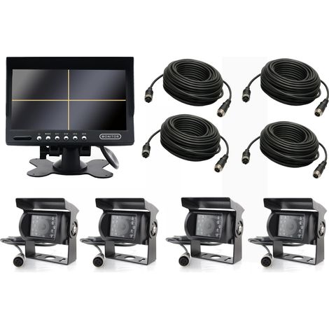Monitor cuádruple de 7 pulgadas + 4 cámaras + 2x10m + 2x15m