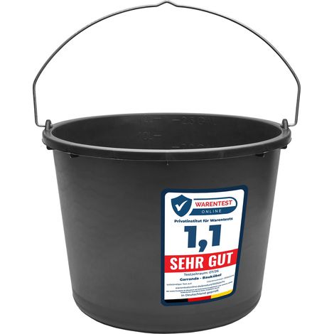 Garronda Baueimer 20 Pack 12 L – robuster Mörteleimer aus recyceltem Kunststoff mit Metallhenkel, stabiler Putzeimer und Maurerkübel für Baustelle, Garten und Haushalt GD-0168