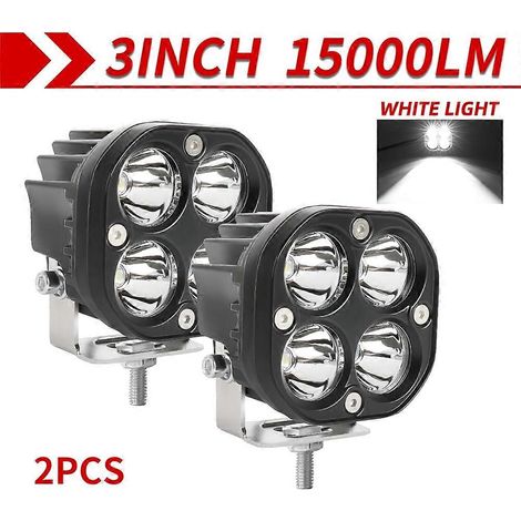Projecteurs de travail LED CO LIGHT 3" pour voitures et motos, barres LED antibrouillard 15 000 lm, projecteurs DRL, lampes pour 4x4 tout-terrain et quads, 12 V, 2 unités, lumière blanche (1/5)
