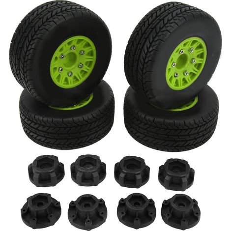 RC Short Course Truck-Reifen mit Felgen und Sechskantadapter für ARRMA, verstärkte Dämpfung, Maßstab 1:10, grün. (1/5)