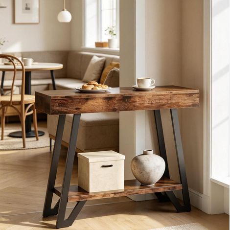 Sideboard-Tisch mit 2 Ebenen, 160 kg, MDF Metall OKMYHOME (1/5)