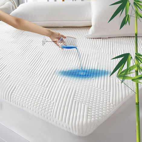 Mattress Protector 120 x 200 cm Bamboo Fibre, Certified Mattress Protector, Waterproof Breathable Mattress Topper, Mattress Topper up to 30 cm with Elastic All Around (1/5)
