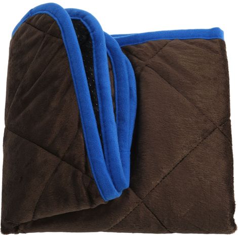 Tapis d'apprentissage de la propreté lavable pour chien, auto-chauffant et réutilisable, couleur café, bordure bleue, taille S (40 x 50 cm / 15,75 x 19,69 pouces) (1/5)