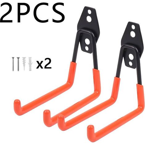 Set mit 2 polierten, herzförmigen Metall-Wandhaken – Robust – Ideal für Heimwerker, Garagen, Werkstätten und Werkzeug – Orange