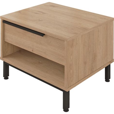 Comodino 1 Cassetto Rebecca Mobili Jeera 53,5x42,5x44,5 Truciolato Ferro Marrone Grigio Scuro Moderno