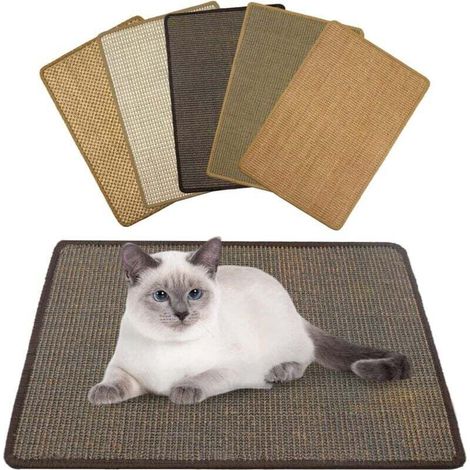 Cat Scratching Mat - Sisal, Durable, Non-slip, Suitable for Underfloor Heating, Claw Care, Sisal Mat for Wall and Floor (Random Color) 40 x 60 cm (1/4)