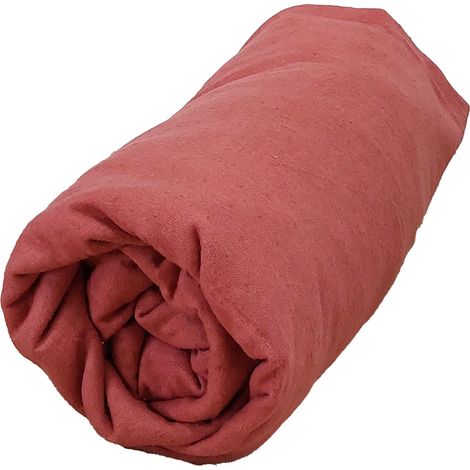 Drap housse flanelle bonnet 30 cm 180x200 Tomette Tradilinge