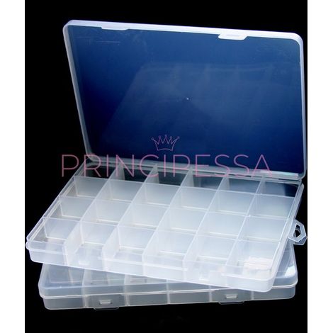 Lot de 2 boîtes de rangement pour perles et rocailles - Large - 48 compartiments au total - Boîte à perles - Boîte de tri - Organisateur de perles