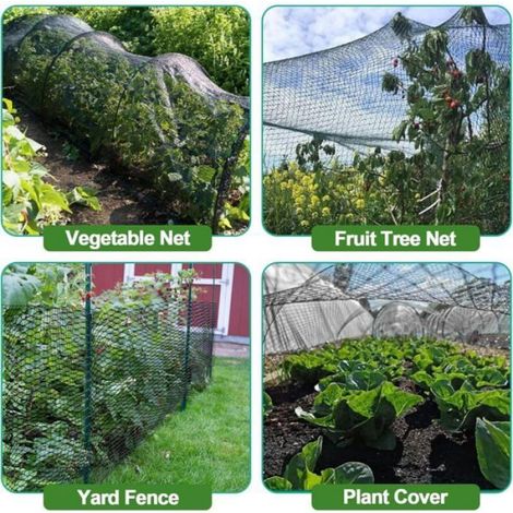 Filet anti-oiseaux de jardin - 4 x 6 m - Convient pour poulaillers, volailles, arbres fruitiers, légumes et clôtures à c Étiquette (1/4)