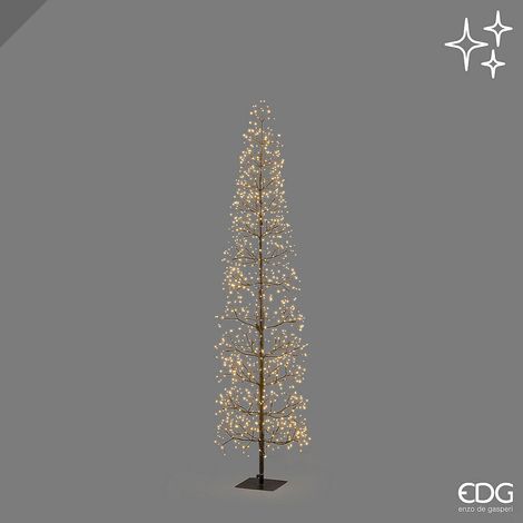 EDG Enzo De Gasperi Albero di Natale Faggio Slim 1080 LED H180 cm Nero IP44 – Albero Natalizio Luminoso (1/3)