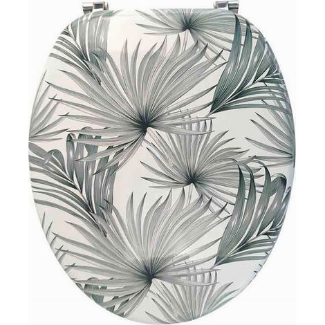 Cleafe - Copriwater In Legno Mdf Tavoletta Da Bagno Wc Con Stampa Tropicale Cerniere 87100 - (1/3)