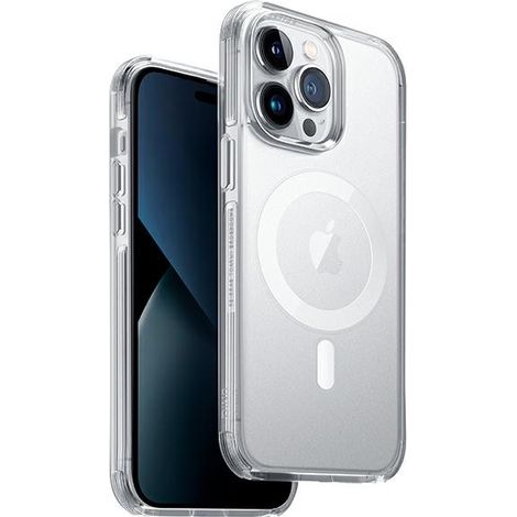 Custodia UNIQ Combat per iPhone 14 Pro Max 6.7" con ricarica Magclick, trasparente/trasparente satinata color tortora. (1/3)