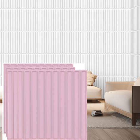 Confezione da 32 pannelli murali con texture 3D, 30 x 30 cm, piastrelle decorative in PVC, adatte per la decorazione di pareti interne, rosa (1/5)