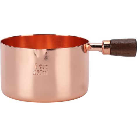 Casserole en Acier Inoxydable Doré Rose avec Poignée en Bois pour Cuisine - 1 tasse (1/5)