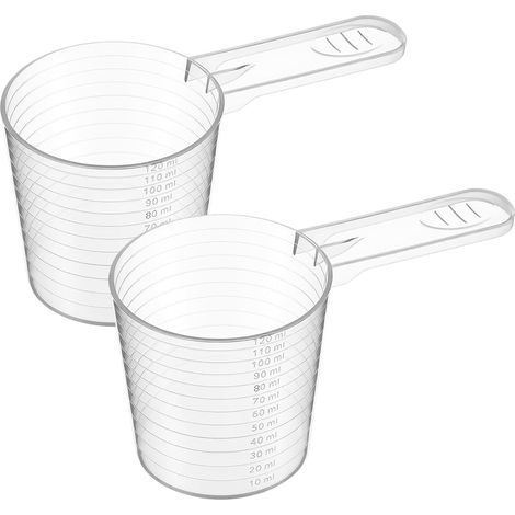 Lot de 2 Gobelets Doseurs - 120 ml - Plastique Transparent - Graduation Précise - Cuisine Lessive Animaux (1/5)