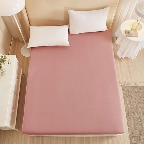 Drap-housse - 120 x 200 cm - Housse de matelas - Extra douce - Fibre de bambou - Base - Ajustement parfait - Extrêmement doux - Rose (1/5)