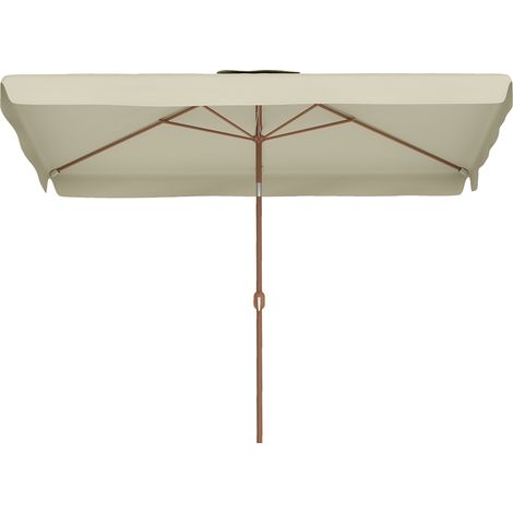 Ombrellone Rettangolare da Giardino 2x3 m con Bordo a Balze e Manovella, in Metallo e Poliestere, Beige