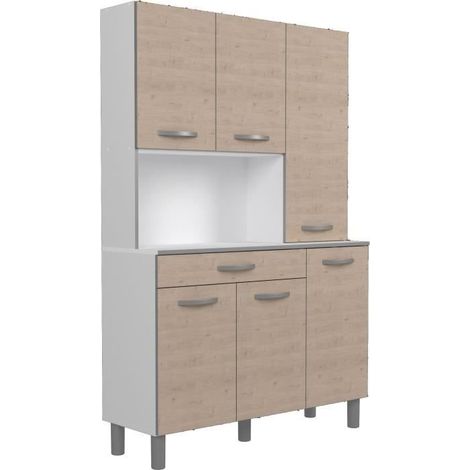 OSLO Buffet de 120 cm - 1 Tiroir et 6 Portes - L 120 x P 40 x H 185 cm - Coloris Chene (1/5)