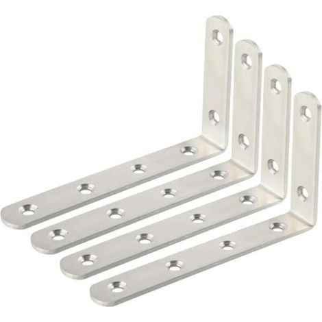 4 pièces supports d'étagère en L, supports muraux pour étagères en bois, support d'étagère robuste 125 mm x 75 mm (1/5)