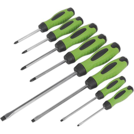 Sealey Screwdriver Set 8pc Hammer-Thru Hi-Vis Green HV002 (1/5)