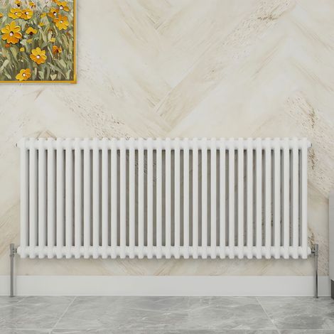 SKY Bathroom 600x1460mm 2 Column Radiator Horizontal White Traditional Column Radiator