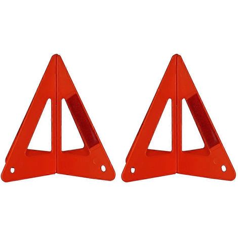 Kit de signalisation routière réfléchissant triangulaire en plastique (2 pièces) - Panneaux de signalisation utiles pour voitures-25.60X25.60X22.50CM-Red