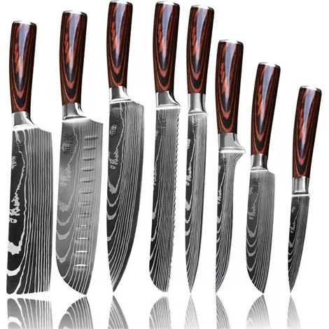 Set di 8 coltelli giapponesi Muteki in una scatola regalo in acciaio ad alto tenore di carbonio