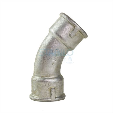 Temperguss Fitting Bogen lang 2" Zoll 45° Winkel Rohrbogen DN50 (1/3)