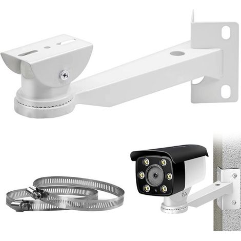 Support Camera d'angle Surveillance Exterieur, Support Metal Massif avec 2 Boucles Verticale Montage sur Poteau pour CaméRa de SéCurité, pour Cameras VidéOsurveillance, Panneaux Solaires (1/4)