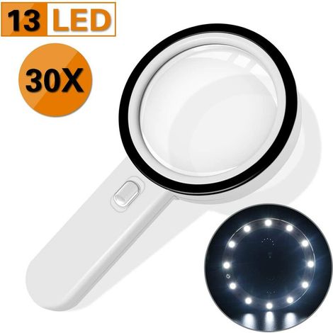Lupa de gran aumento FOREHILL, 13x, para pruebas con luz ultravioleta, 125 mm de diámetro, para pruebas con luz ultravioleta de 13x