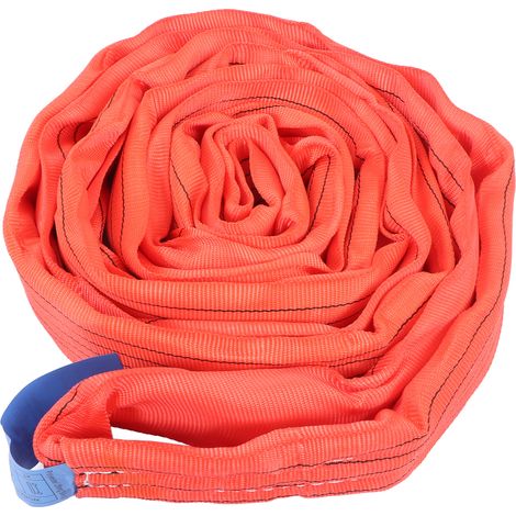 Élingue de levage flexible en polyester à double boucle rouge 5T 3M pour grue industrielle, corde de remorquage (1/5)