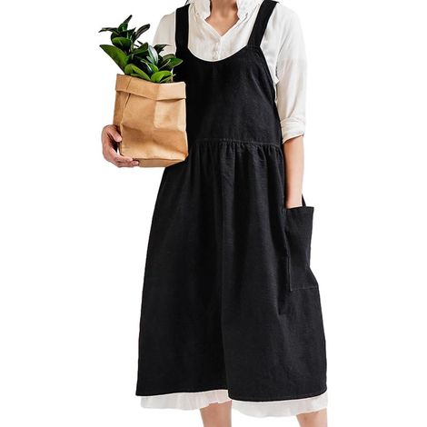 Tablier En Coton Et Lin - Tablier Réglable Pour Cuisine Jardinage Et Artisanat - Unisexe - 1 Pièce (1/5)