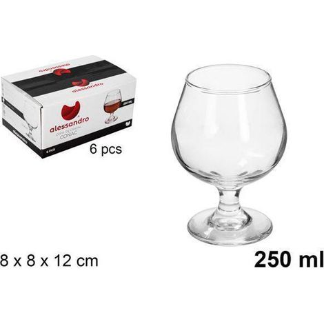 25 cls copa coñac brandy economica alessandro - caja 6 unidades