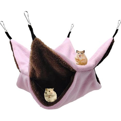 Maison Cochon d'Inde, Hamac Lit Hamac pour Animaux de Compagnie À Double Couche Chinchilla Furet pour Cage de Petit Animal de Compagnie, pour Chinchilla,Hérisson,Cobayes (Chaud, Rose) (1/5)