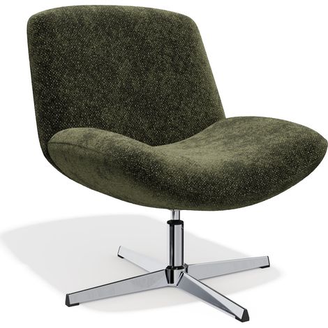 Fauteuil pivotant en velours texturé vert vintage ABY (1/5)