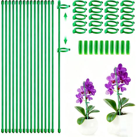 Tuteurs pour Plantes,20 Pièces Tuteur Plante Interieur,20 Tiges de Plantes Clips,10 Tiges Tube d'extension, Attache Plante, Tuteur Orchidee, Fixation de Croissance des Plantes (1/5)