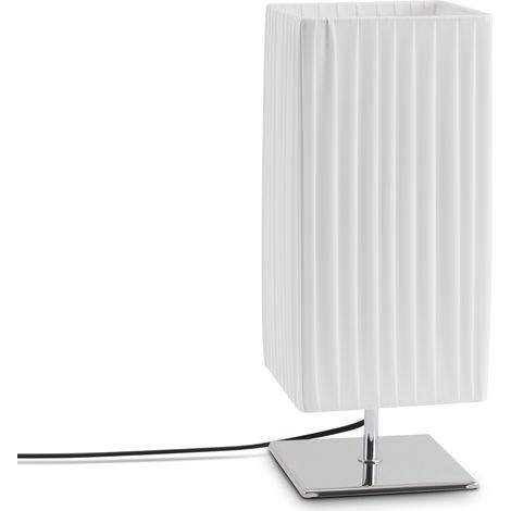 Paco Home Lampadaire Lampe De Table Salon Lampe De Chevet Abat-Jour Bois Moderne Blanc, Lampe de table - Chrome