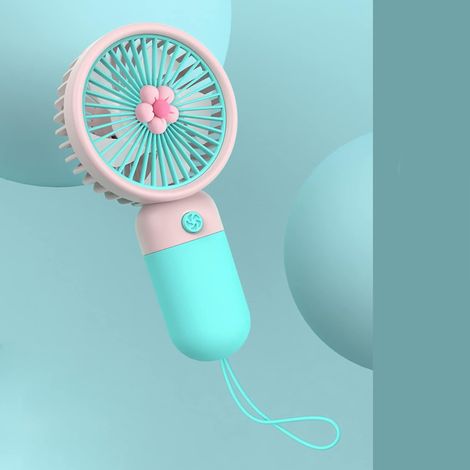 Mini ventilateur portable en silicone souple, rechargeable par USB, format de poche – Idéal pour une utilisation en extérieur, dans les transports, au bureau et en voyage (Bleu) (1/3)