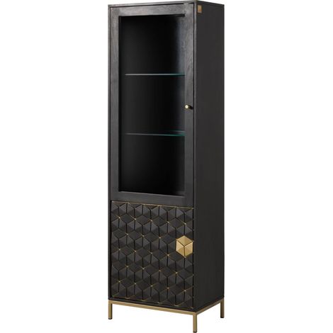 Vitrine en bois de Manguier 63x40x200 gris huilé DIAMOND 116