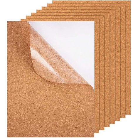 Blocs de liège autocollants - 30 x 21 cm - 2 mm d'épaisseur - lot de 8. Tableau d'affichage en liège découpé et personnalisable pour décorer murs (1/5)