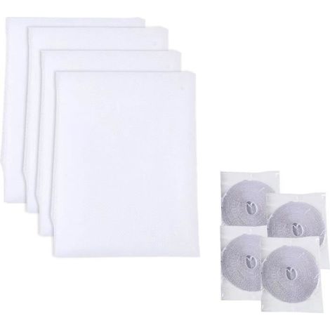 4Pcs Moustiquaire Fenetre,Moustiquaire Filet de Fenêtre, 130x150cm Moustiquaire pour Fenêtre,Moustiquaire de Fenêtre avec 4 Rouleaux (1/4)