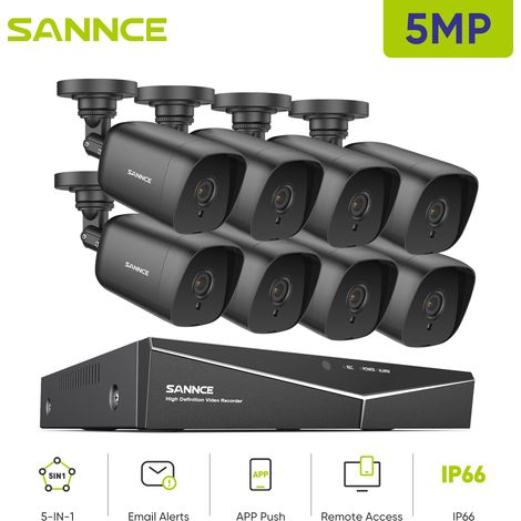 SANNCE 8CH Kit de vidéosurveillance vidéo 5MN DVR 8 × 5MP caméra étanche IR Vision nocturne système de caméra de sécurité d'accès à distance (1/5)