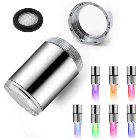 Lot de 2 Robinet d'Eau LED Coloré, Embout de Robinet avec 7 Couleurs Changement, Robinet Lumineux à LED, Robinet d'Eau pour Restaurants, Maisons, Cuisine et Salles de Bain